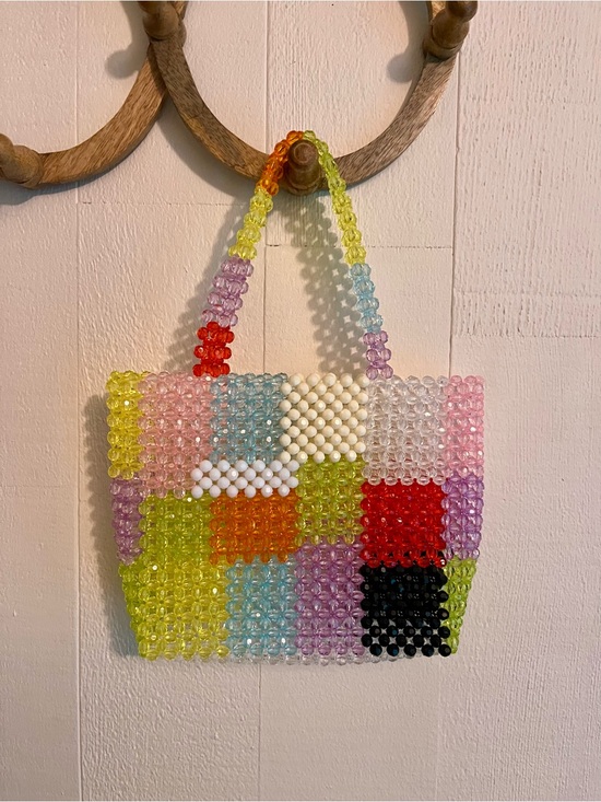 Handmade Handbags - Handmade Rainbow Beaded Tote Bag - Multicolor